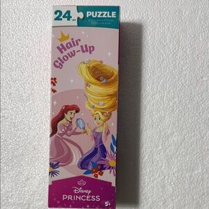Disney Princess Hair Glow-Up Puzzle with Pink and Yellow